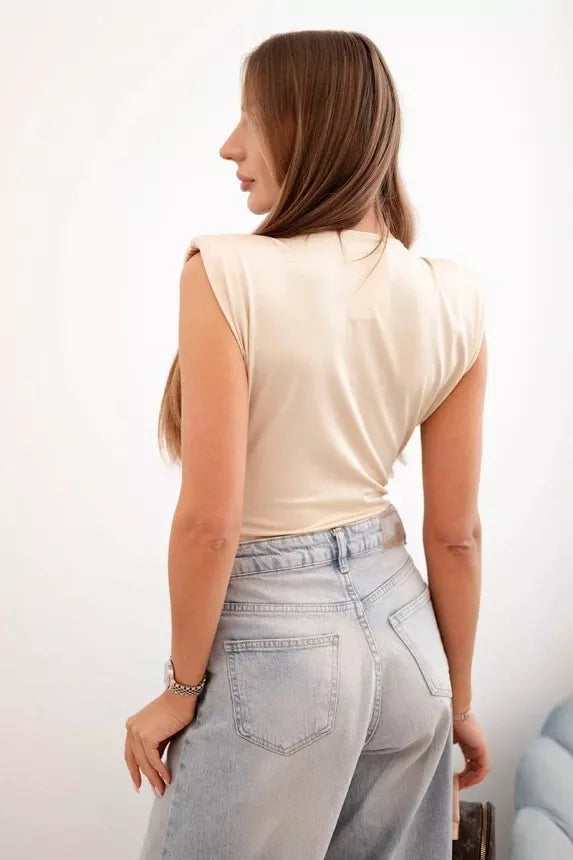 Sieviešu blūze brūnā krāsā ar dziļu kakla izgriezumu Ana