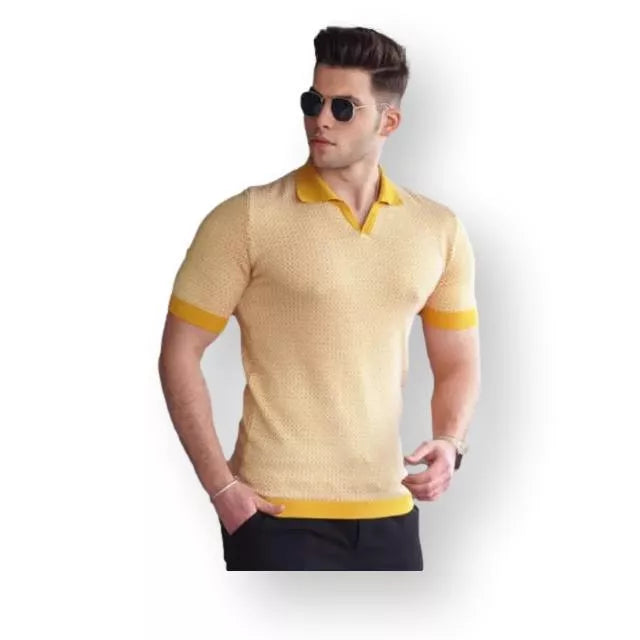 Vīriešu dzeltens/balts hipiju T-krekls