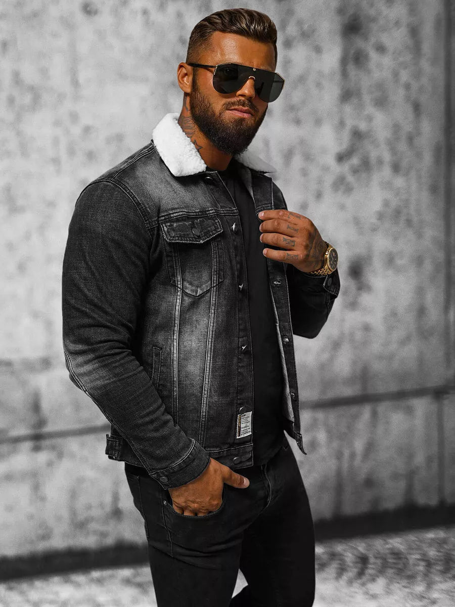 Džinsa jaka melna Gober