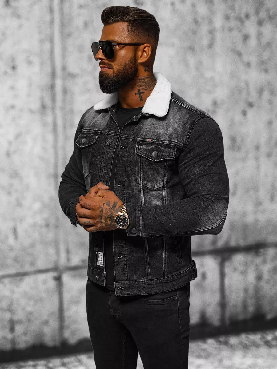 Džinsa jaka melna Gober