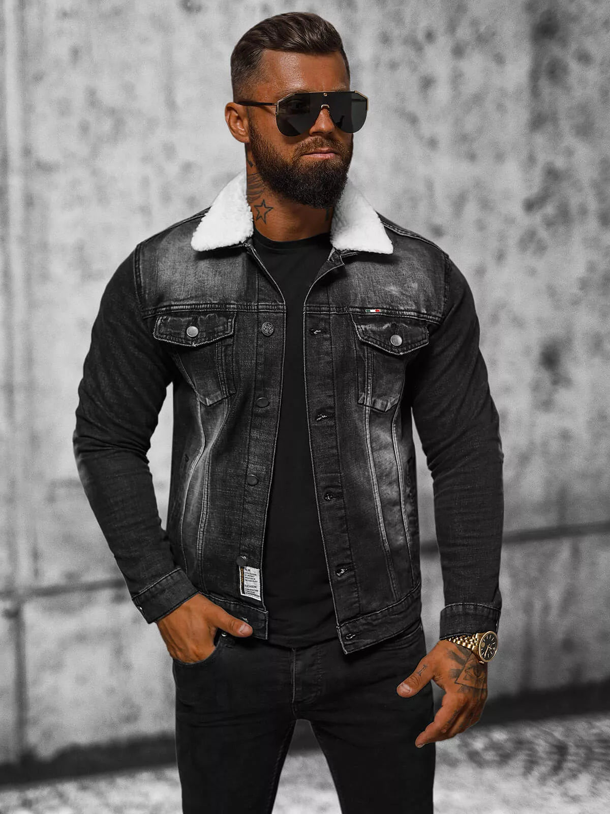 Džinsa jaka melna Gober