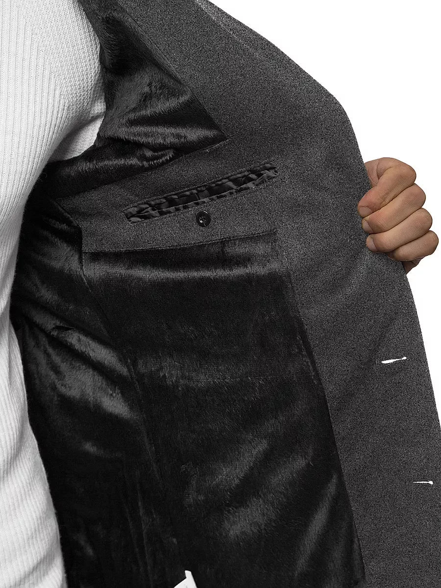 Elegants tumši pelēks vīriešu mētelis Sugal