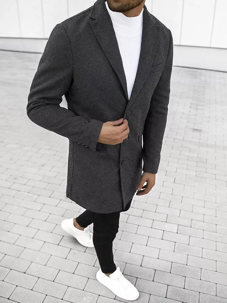 Elegants tumši pelēks vīriešu mētelis Sugal