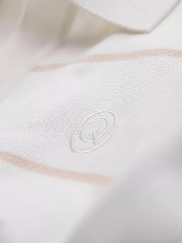 Vīriešu svītrains balts polo krekls ar brūnām svītrām Ton