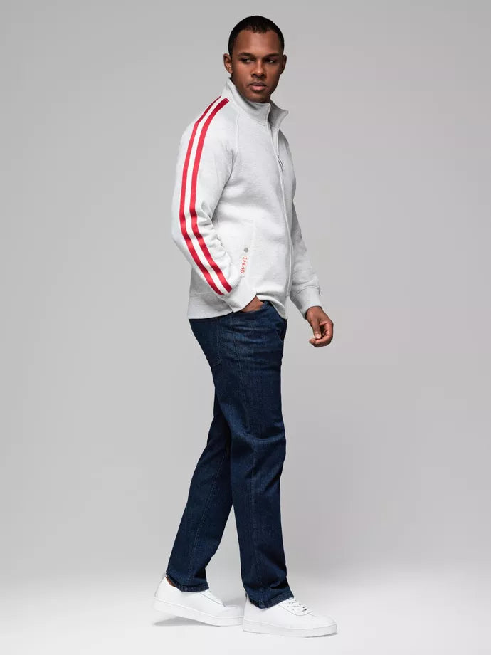 Vīriešu pelēks džemperis ar apkakli Olin