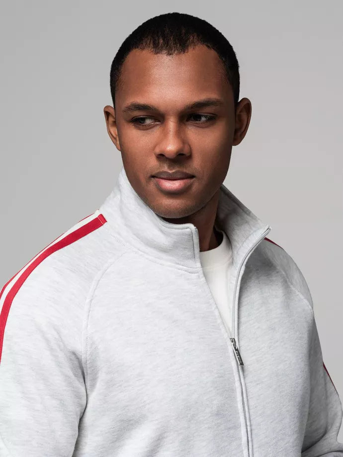 Vīriešu pelēks džemperis ar apkakli Olin