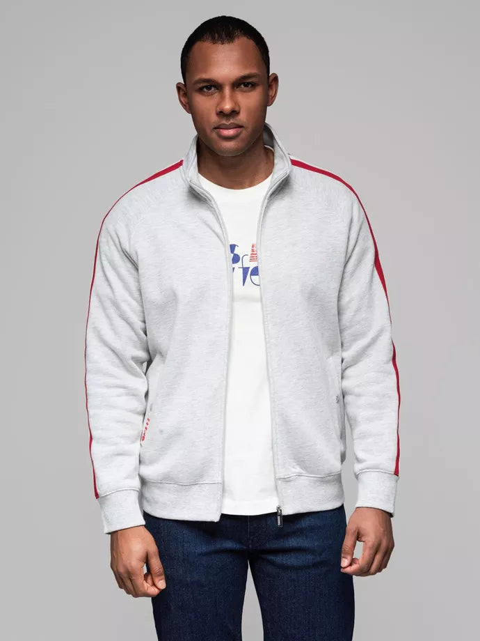 Vīriešu pelēks džemperis ar apkakli Olin