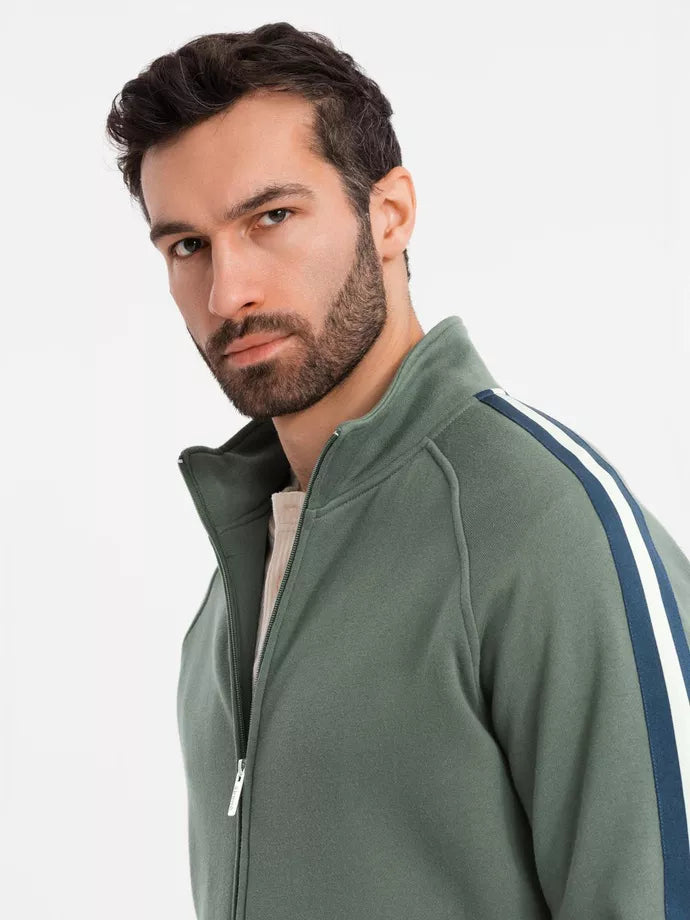 Vīriešu haki krāsas džemperis ar apkakli Olin