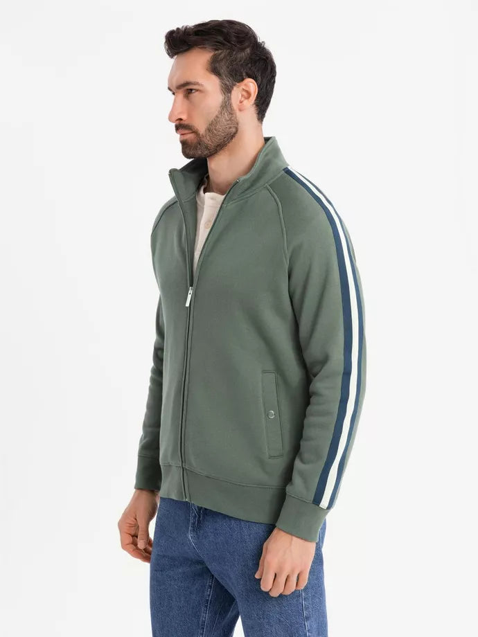 Vīriešu haki krāsas džemperis ar apkakli Olin