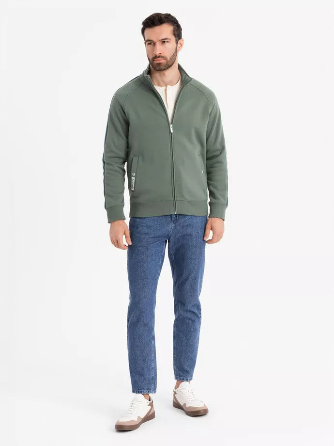 Vīriešu haki krāsas džemperis ar apkakli Olin