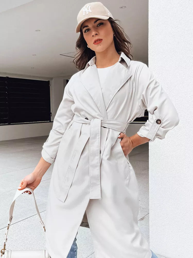 Gaiši pelēks sieviešu plānais mētelis Binc