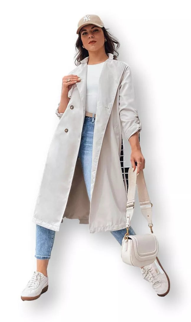 Gaiši pelēks sieviešu plānais mētelis Binc