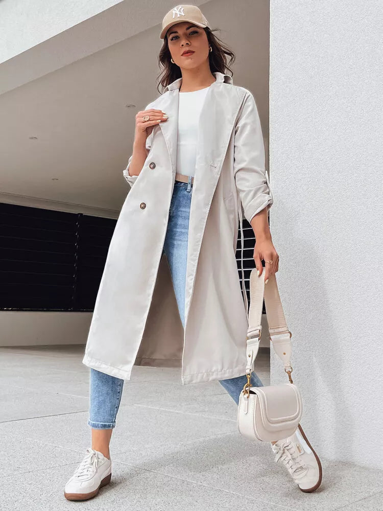 Gaiši pelēks sieviešu plānais mētelis Binc