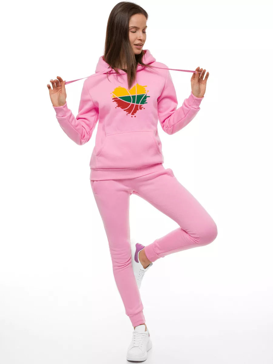 Gaiši rozā sieviešu komplekts ar kapuci Lietuva 