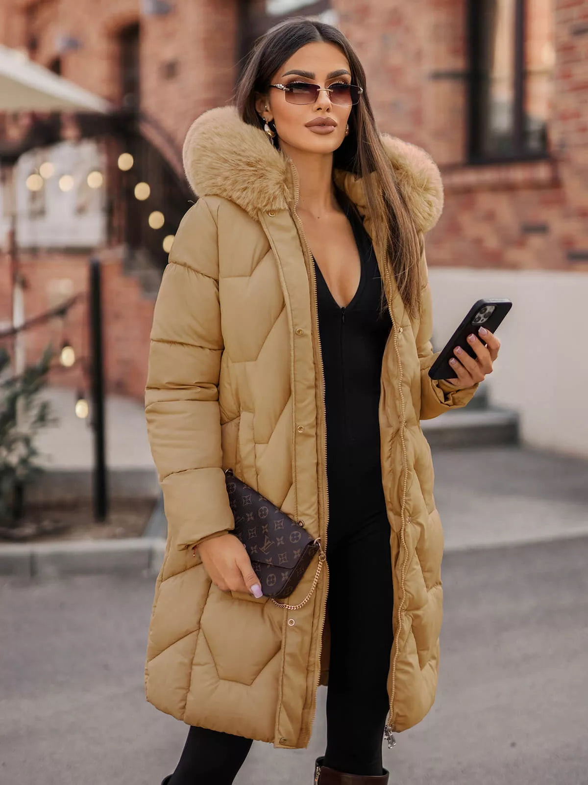 Brūna sieviešu ziemas jaka Gintax