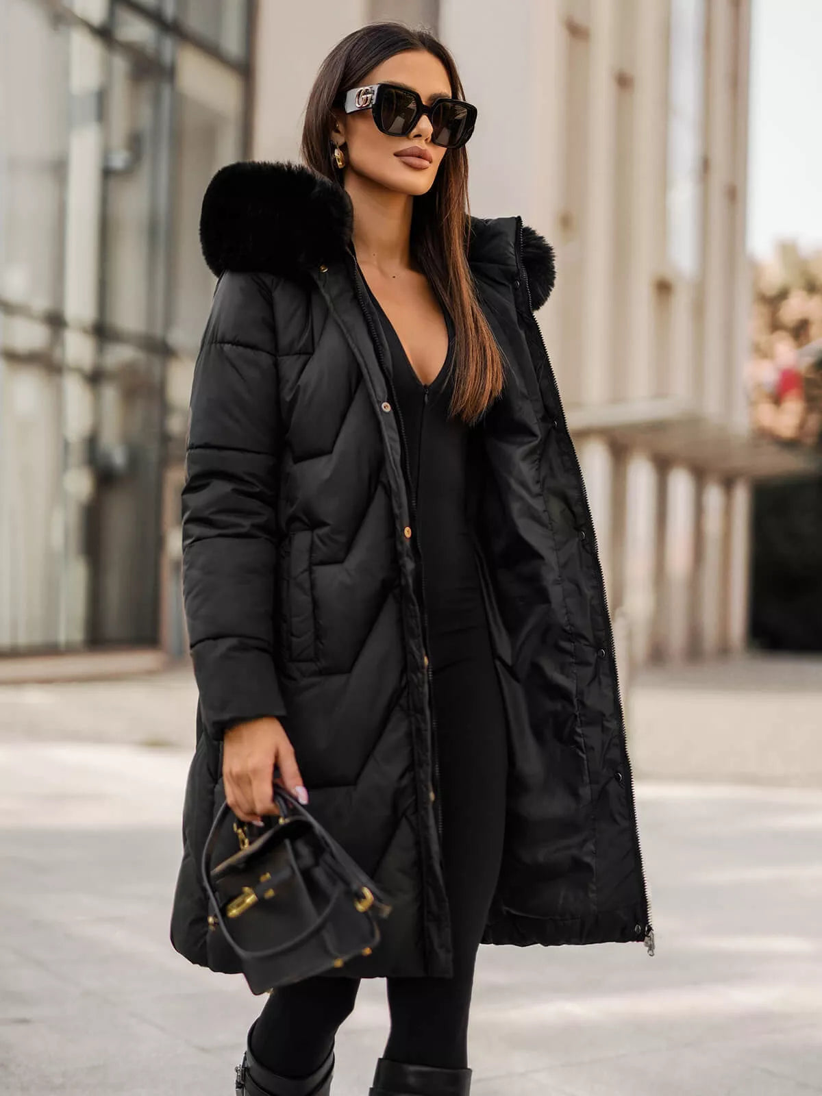 Melna sieviešu ziemas jaka Gintax