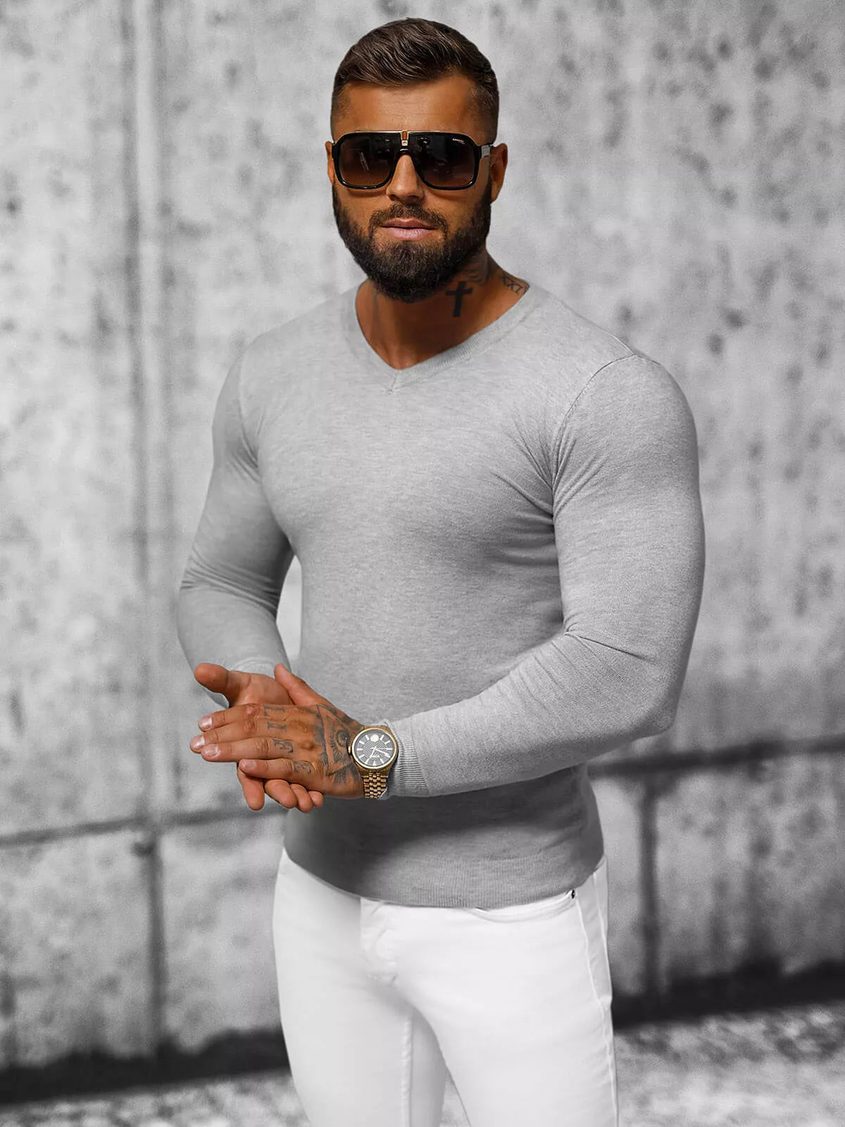 Vīriešu pelēks džemperis Gozil