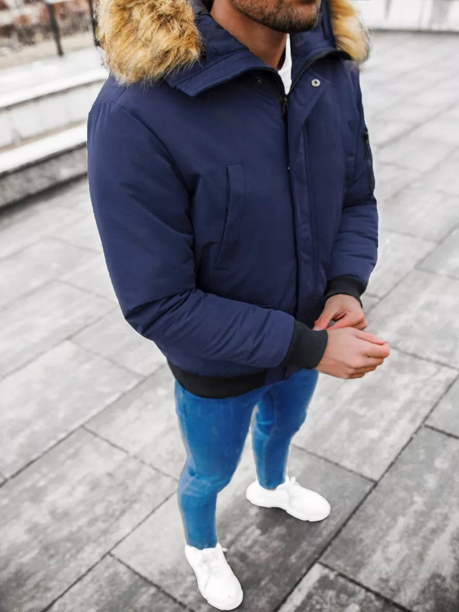 Bomber stila ziemas tumši zila vīriešu jaka Lemor