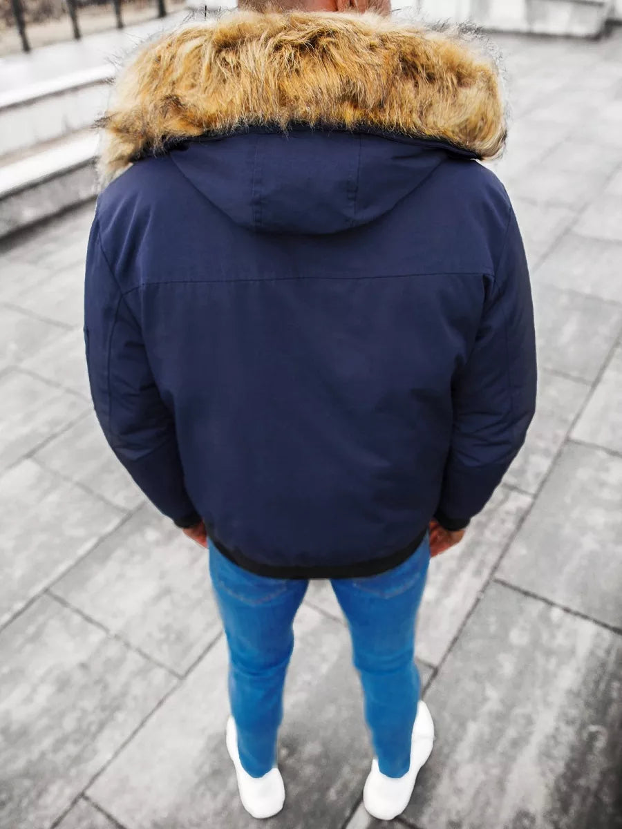 Bomber stila ziemas tumši zila vīriešu jaka Lemor