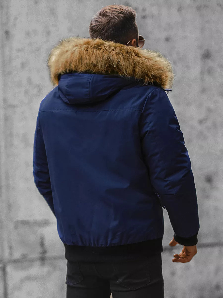 Bomber stila ziemas tumši zila vīriešu jaka Lemor