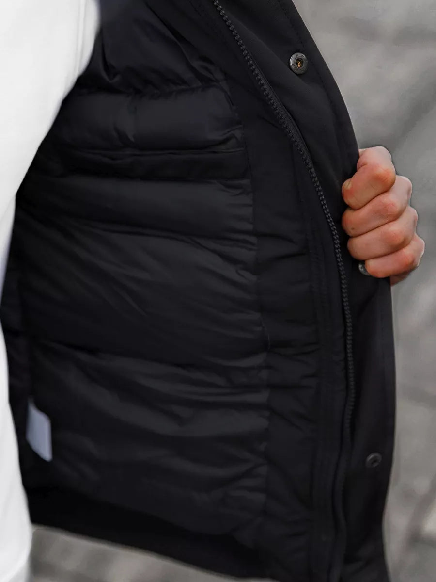 Bomber stila ziemas melna vīriešu jaka Lemor