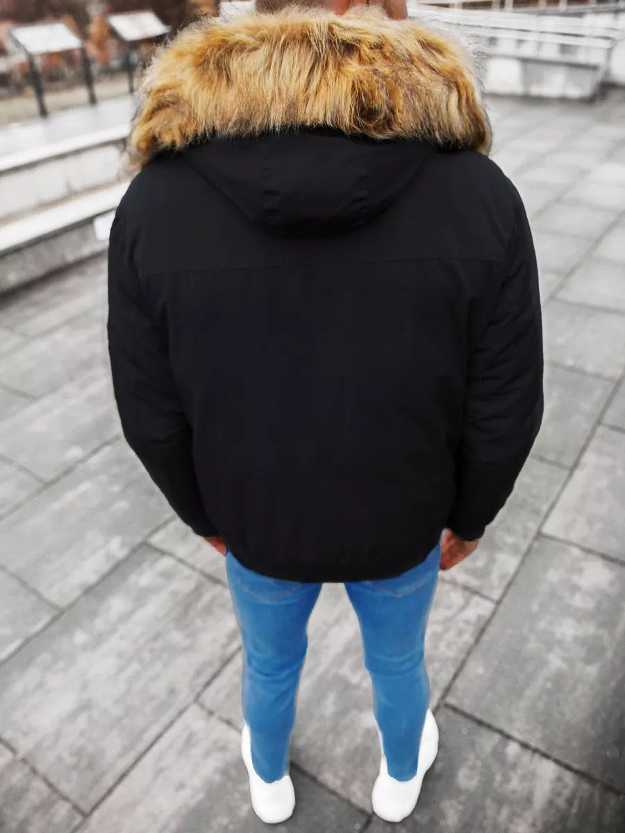 Bomber stila ziemas melna vīriešu jaka Lemor