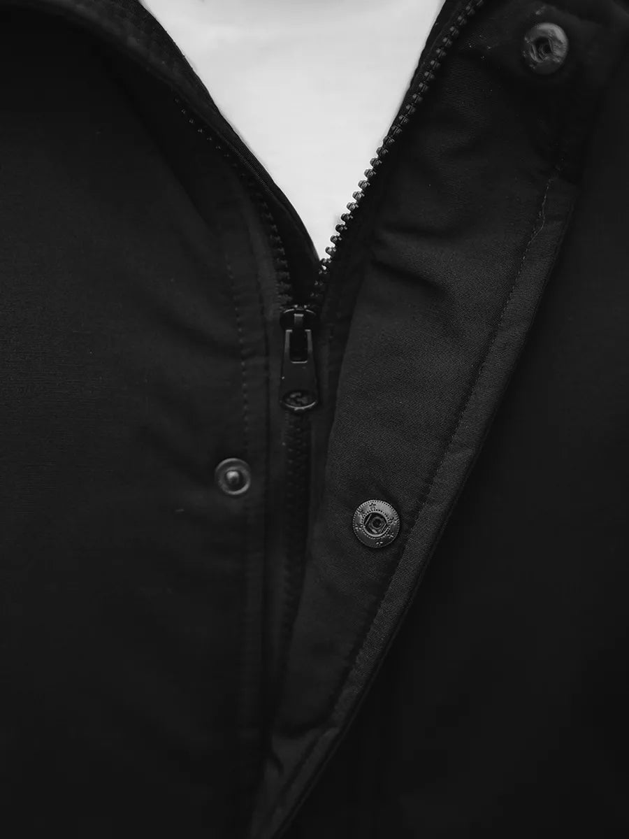 Bomber stila ziemas melna vīriešu jaka Lemor