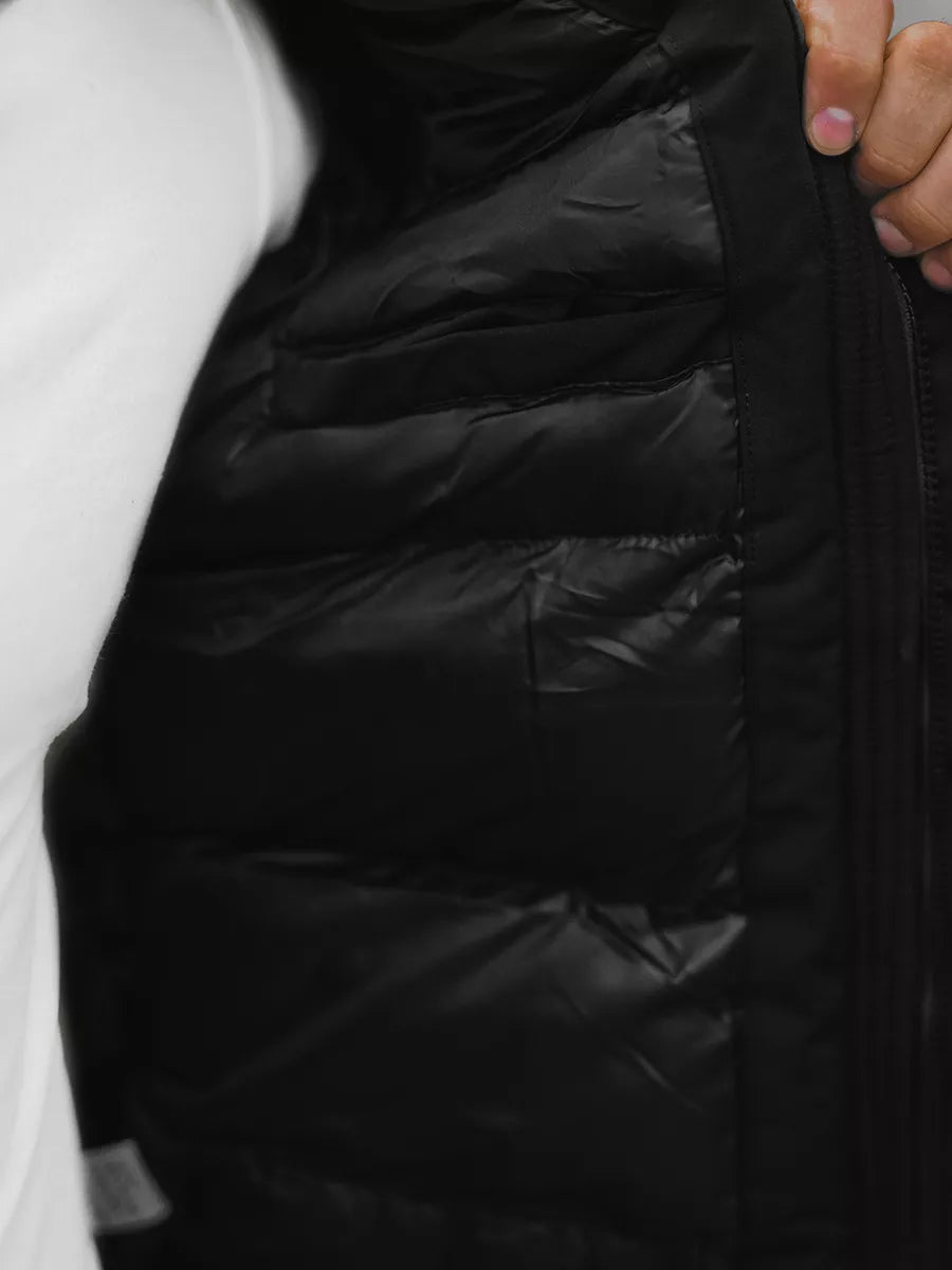 Bomber stila ziemas melna vīriešu jaka Lemor