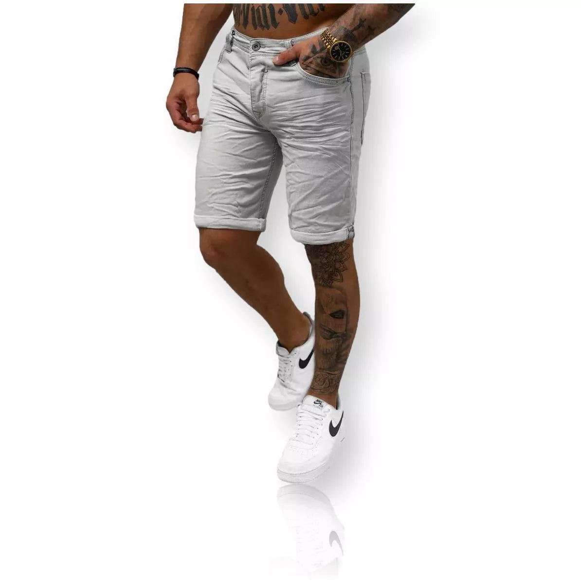 Pelēki džinsa šorti Letter