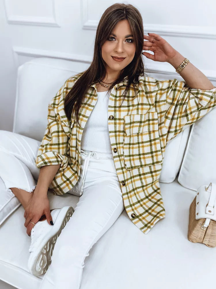 Sieviešu zaļš rūtains krekls ar garām piedurknēm Gina