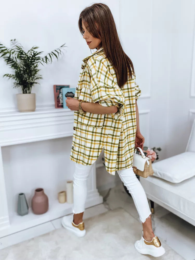 Sieviešu zaļš rūtains krekls ar garām piedurknēm Gina