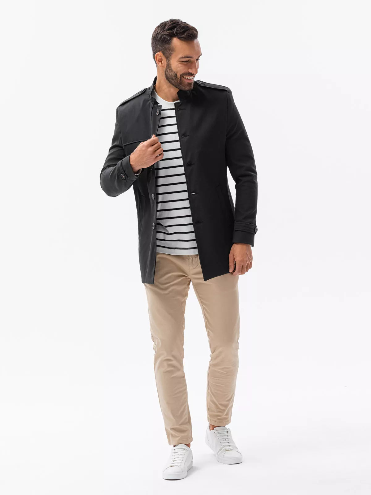 Vīriešu melns mētelis Dala 