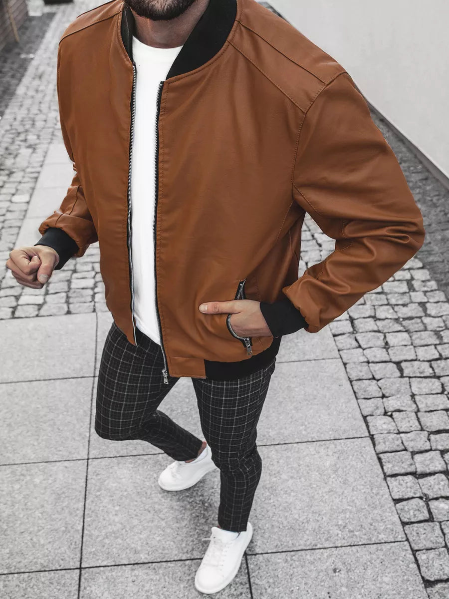 Eko ādas jaka - karameļu krāsa Lugon