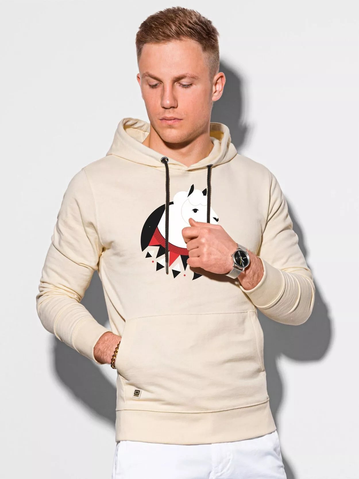 Dzeltenīgs sporta krekls ar kapuci Lama 