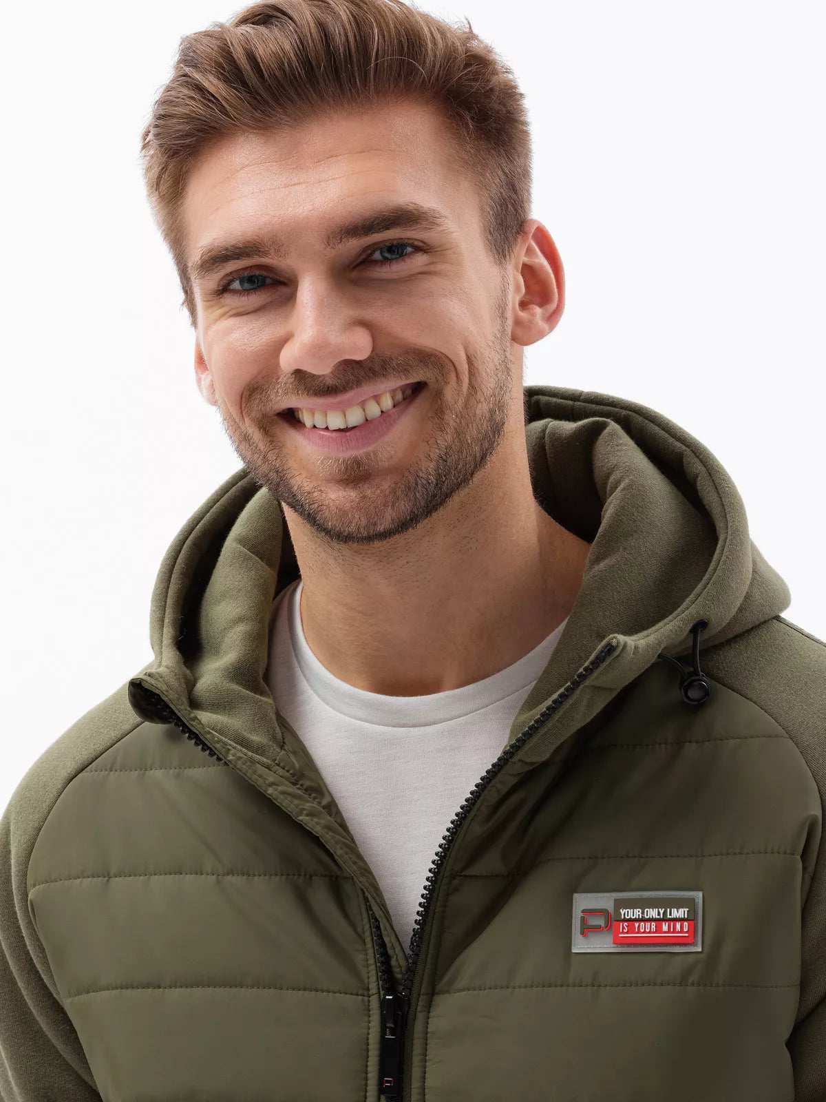 Khaki krāsas jaka ar kapuci vīriešiem Okar