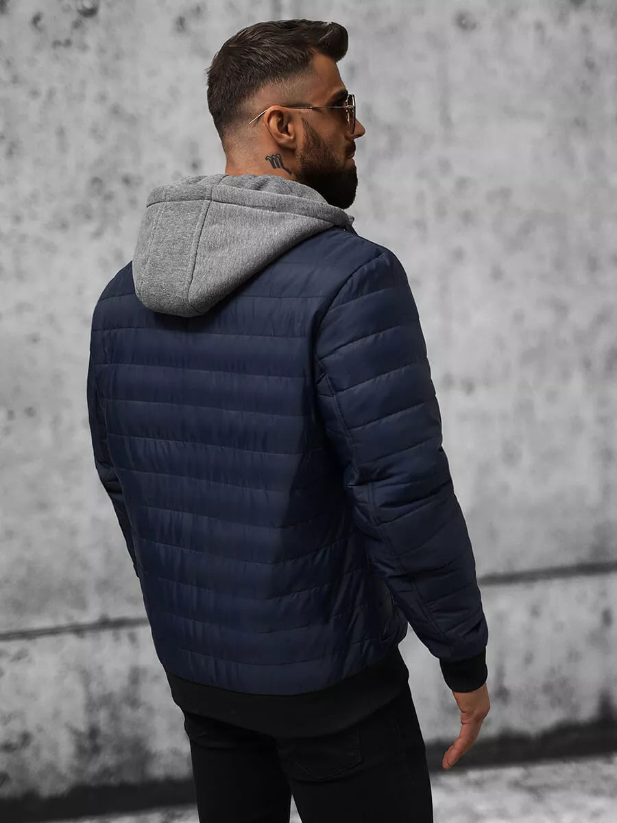 Tumši zila vīriešu jaka ar kapuci Kidol