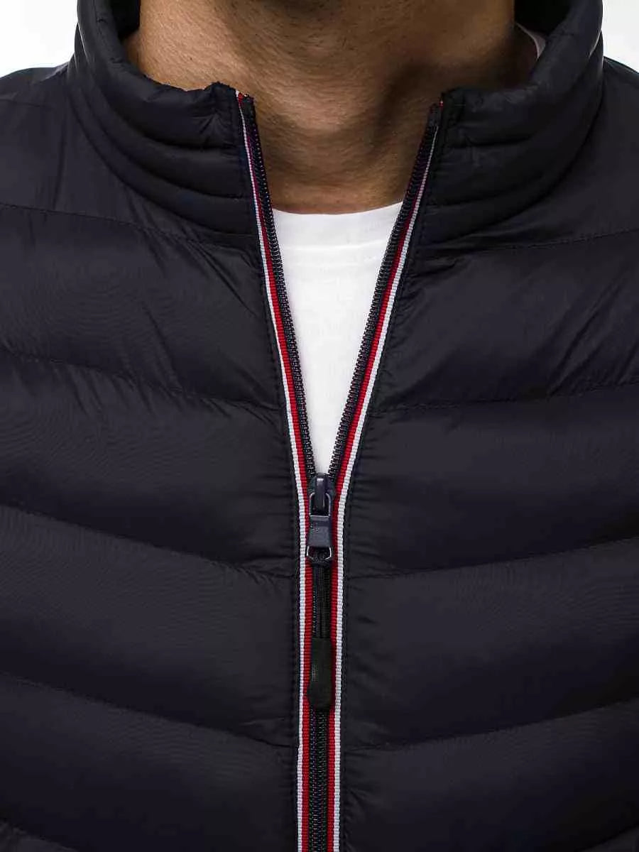 Melna stepēta vīriešu jaka Omir