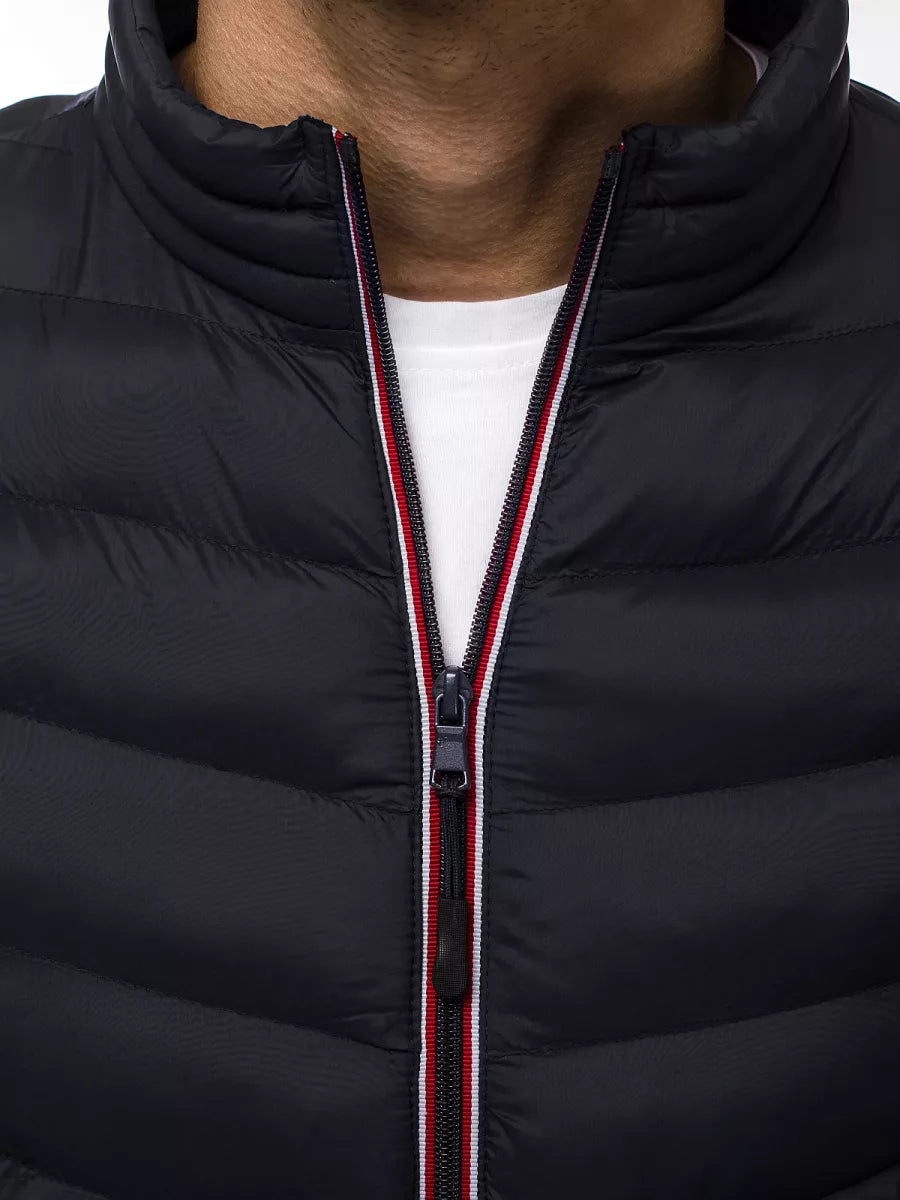 Melna stepēta vīriešu jaka Omir