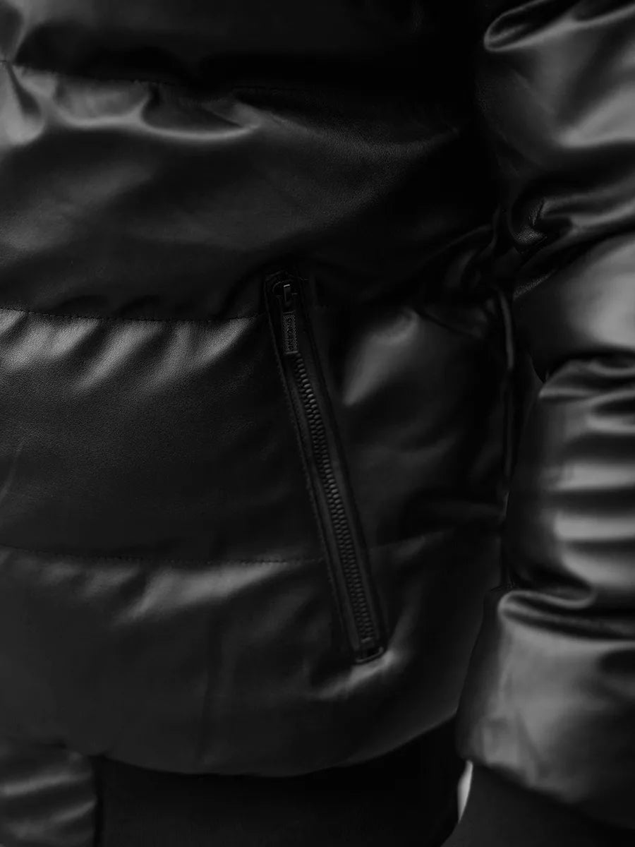 Melna stepēta vīriešu jaka Rotir