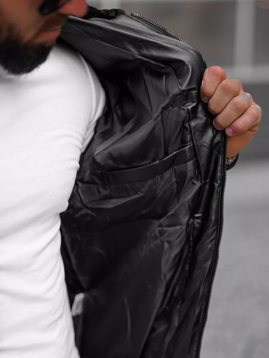 Melna stepēta vīriešu jaka Rotir