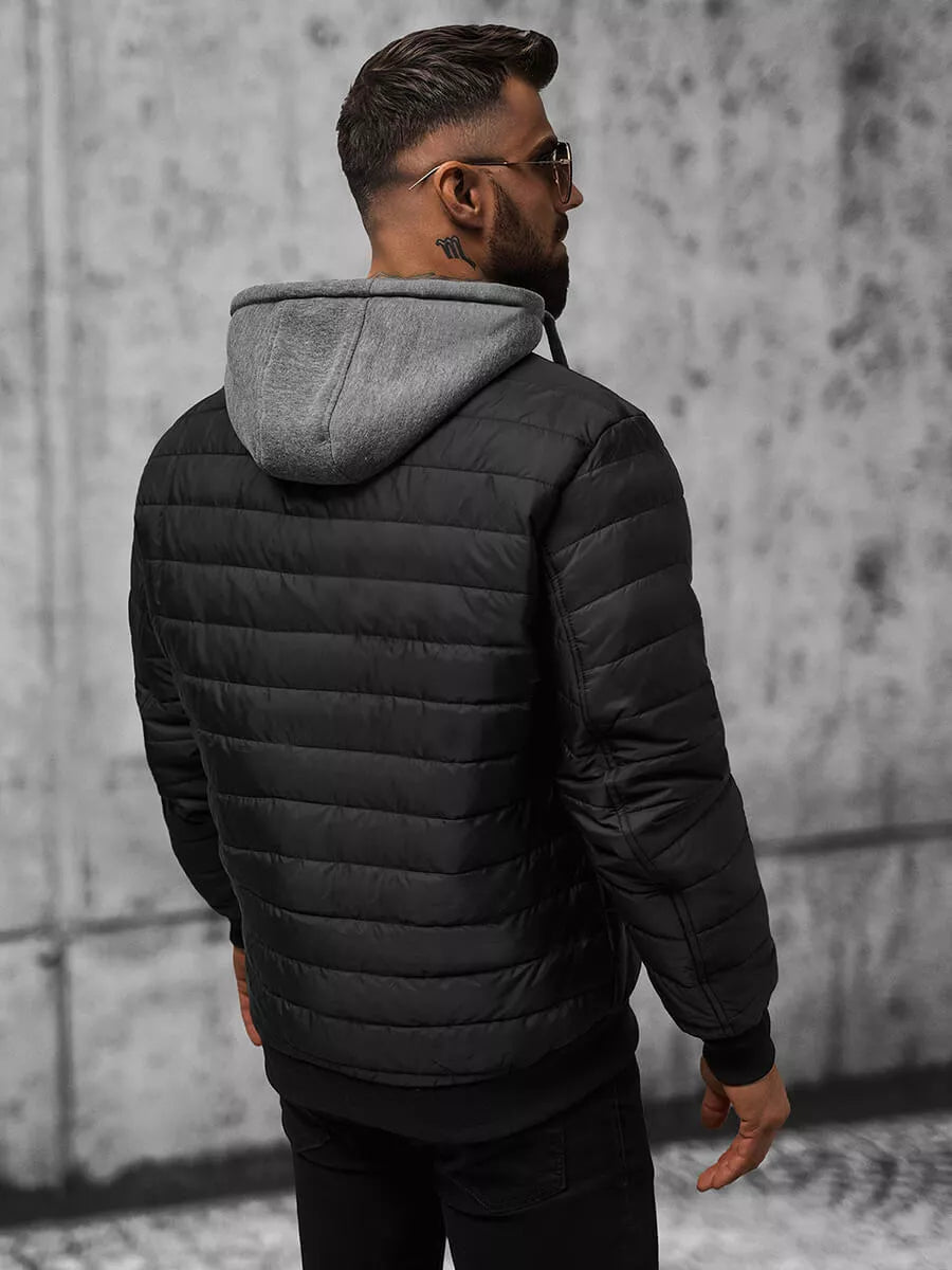 Melna vīriešu jaka ar kapuci Kidol