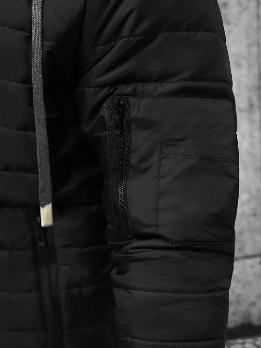 Melna vīriešu jaka ar kapuci Kidol