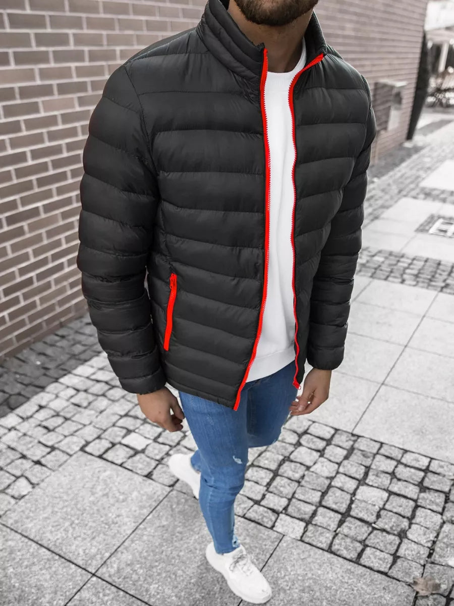 Melna ar sarkanu rāvējslēdzēju vīriešu pavasara - rudens jaka Monit