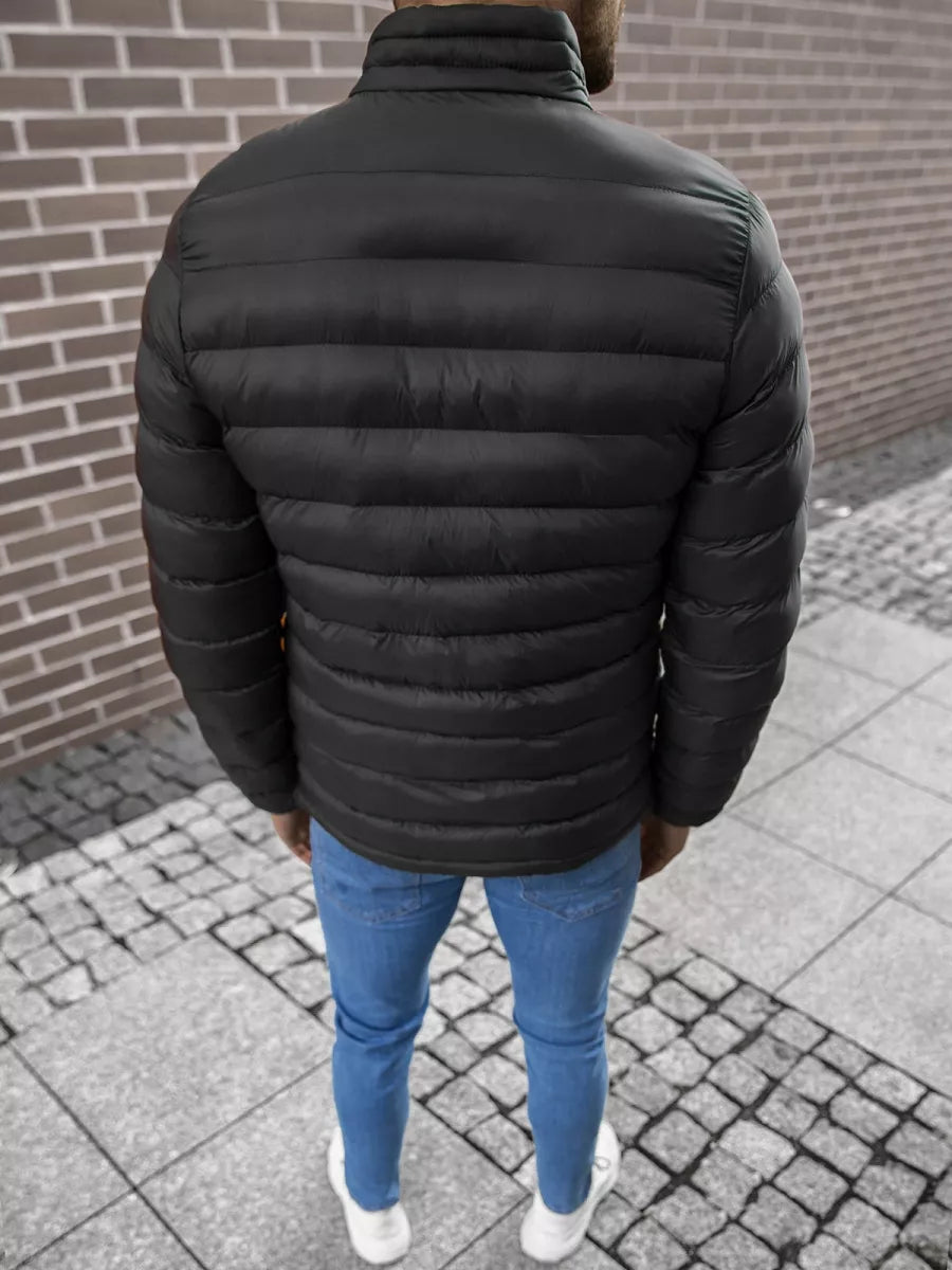 Melna ar sarkanu rāvējslēdzēju vīriešu pavasara - rudens jaka Monit