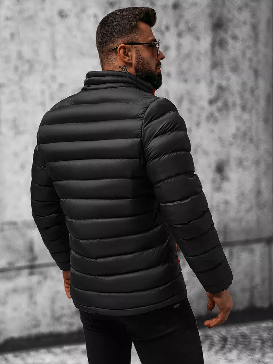 Melna ar sarkanu rāvējslēdzēju vīriešu pavasara - rudens jaka Monit