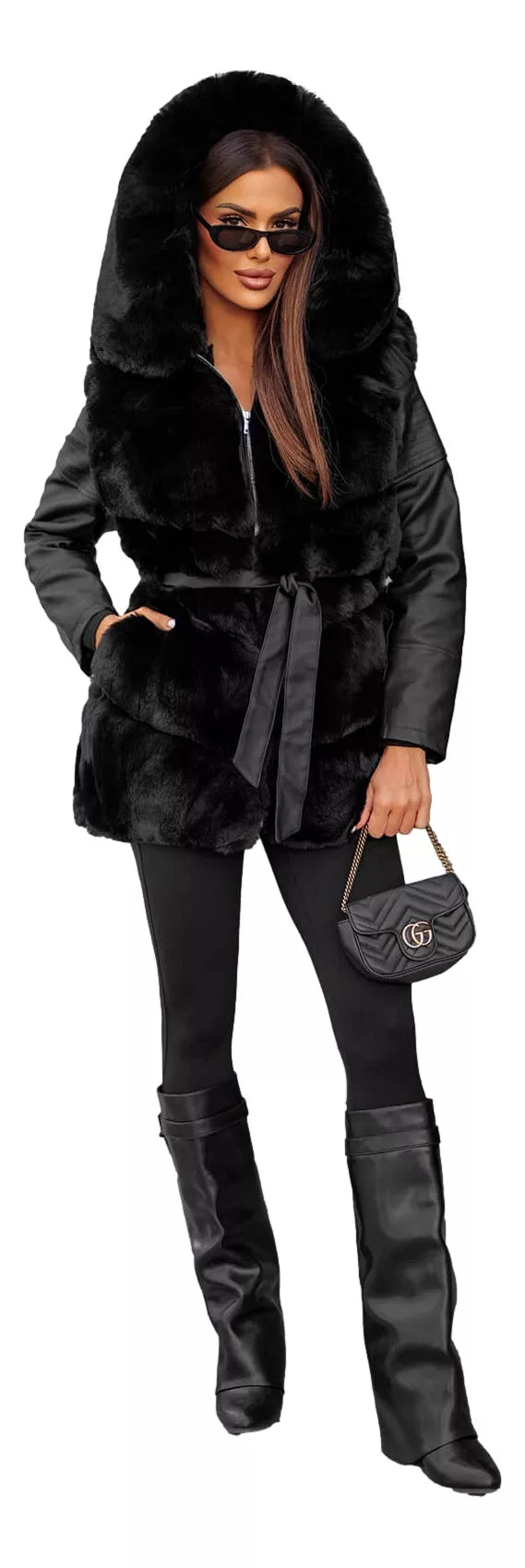 Melna ziemas sieviešu jaka Adel