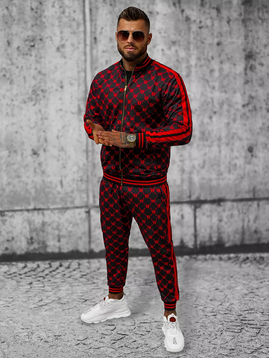 Melni sarkans vīriešu uzvalks Oran