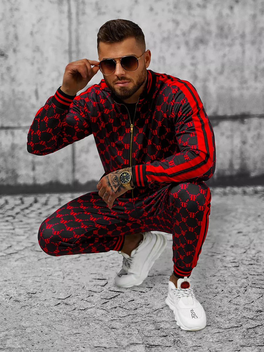 Melni sarkans vīriešu uzvalks Oran