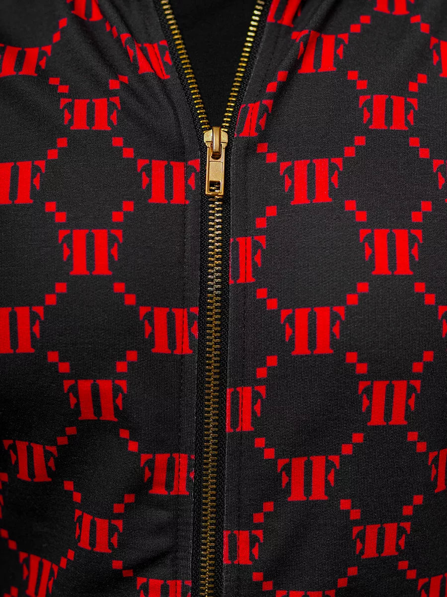 Melni sarkans vīriešu uzvalks Oran