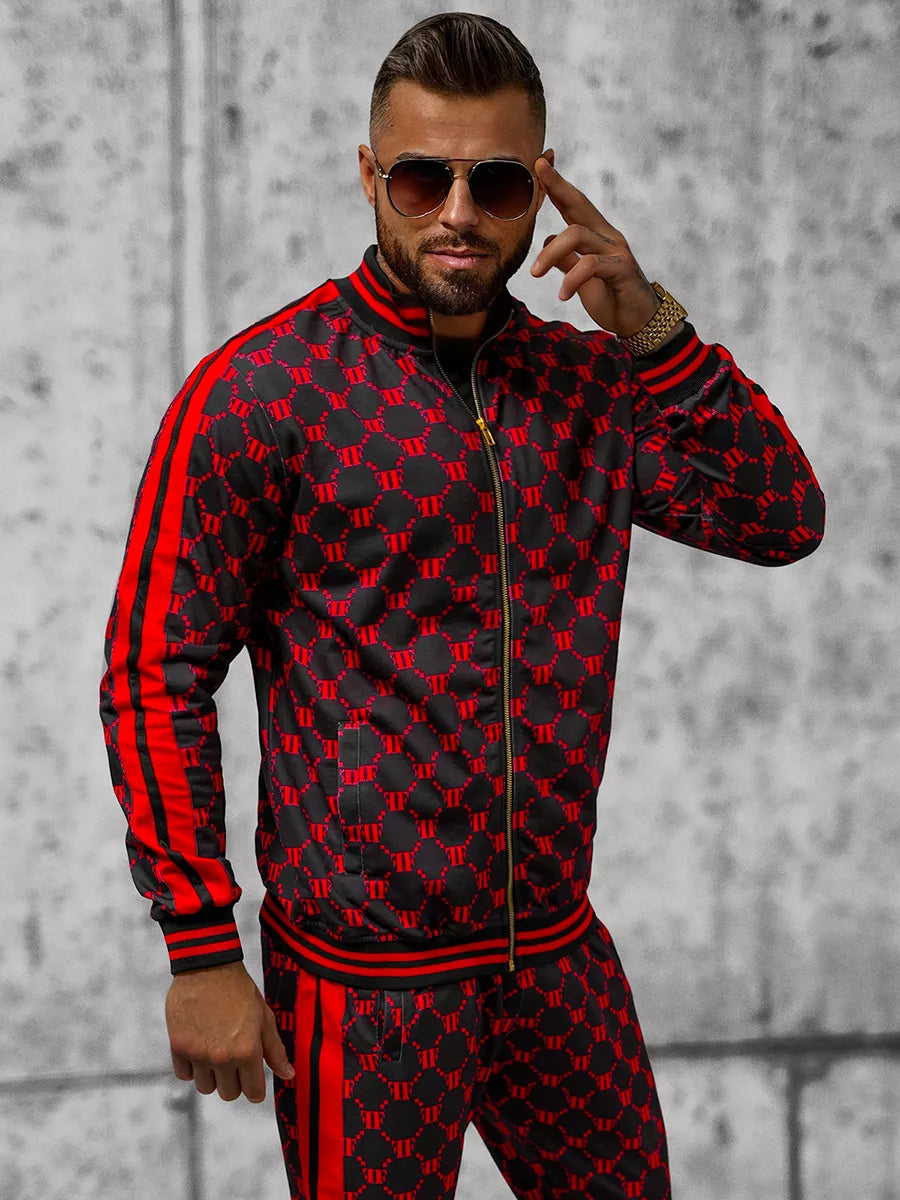 Melni sarkans vīriešu uzvalks Oran